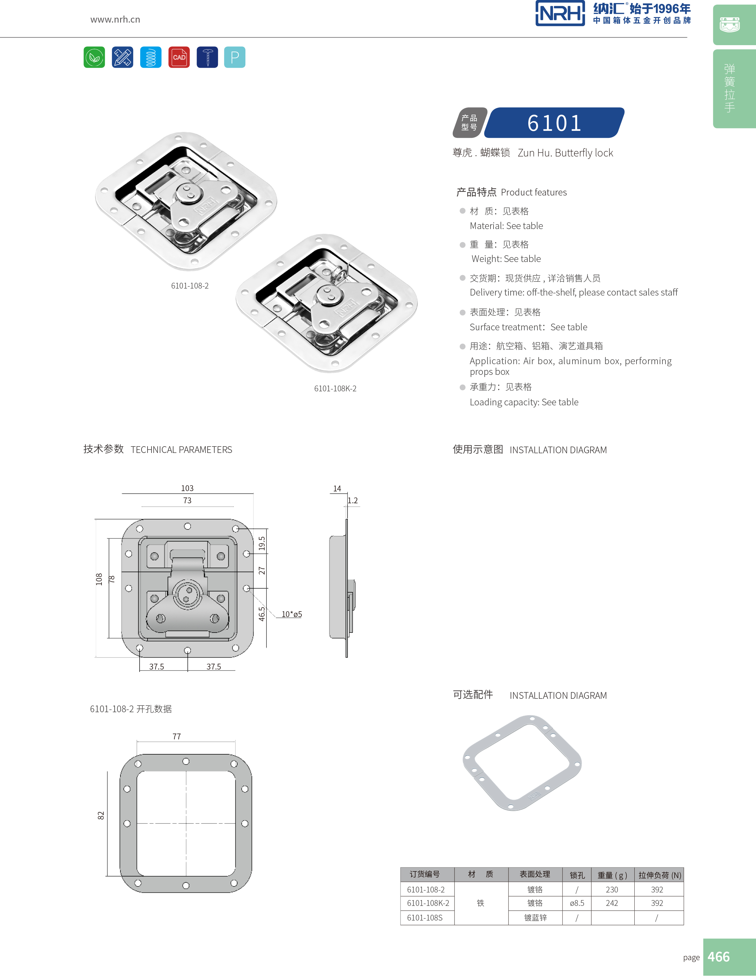 蝶鎖箱扣6101-108-2航空箱鎖扣_機櫃箱鎖扣_NRH一色桃子中文字幕箱扣 